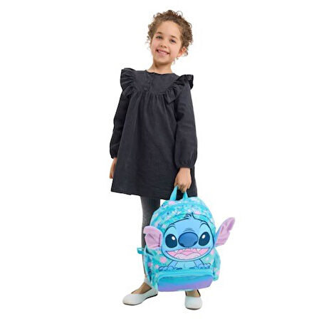 Smiggle Stitch 36 cm Anaokul Ve İlkokul Aşırı Şirin Çanta Kapüşon Detaylı 