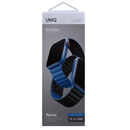 Uniq Revix Reversible Watch Ultra 49mm Manyetik Kordon - Mavi-Siyah