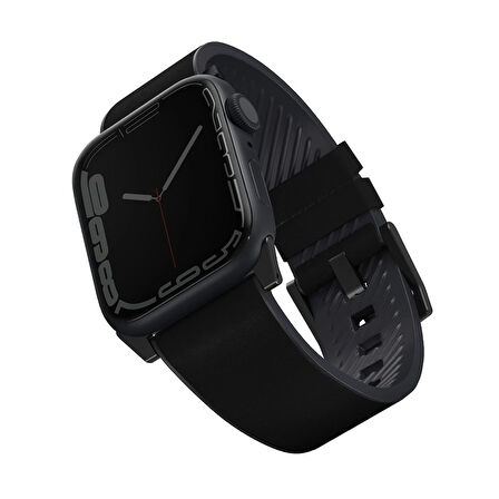Uniq Straden Apple Watch 42-44-45-46-49mm Su Geçirmez Deri Kordon - Siyah