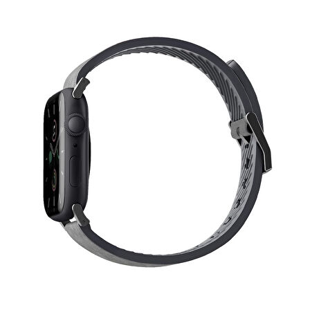 Uniq Straden Apple Watch 42-44-45-46-49mm Su Geçirmez Deri Kordon - Gri