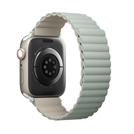 Uniq Revix Reversible Watch Ultra 49mm Manyetik Kordon - Yeşil-Bej