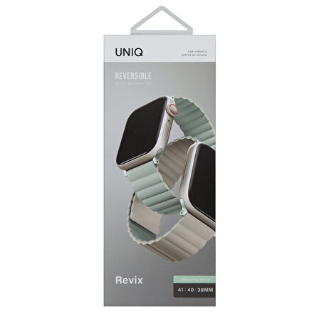 Uniq Revix Reversible Watch Ultra 49mm Manyetik Kordon - Yeşil-Bej