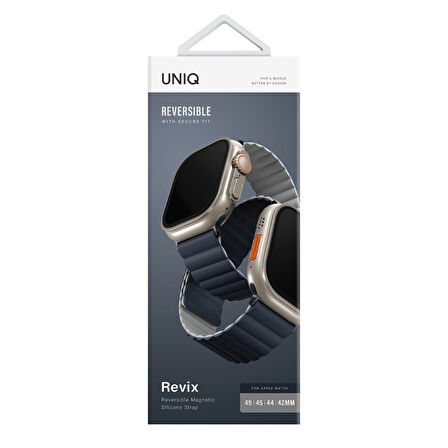 Uniq Revix Reversible Watch 42/44/45/46/49mm Manyetik Kordon - Lacivert-Gri
