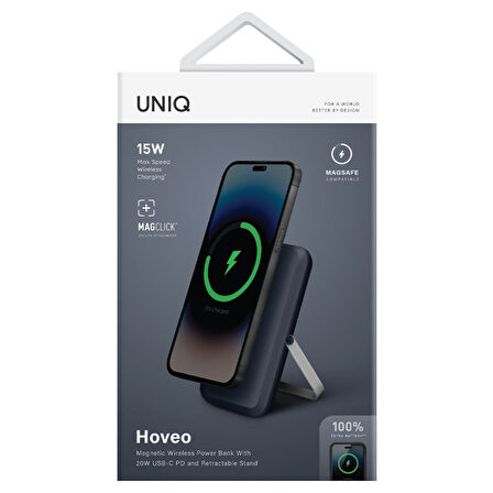 Uniq Hoveo 5.000mAh Magsafe Standlı Powerbank - Lacivert