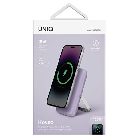 Uniq Hoveo 5.000mAh Magsafe Standlı Powerbank - Lila