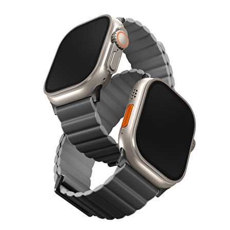 Uniq Revix Premium Reversible Watch 42/44/45/46/49mm Manyetik Kordon - Siyah-Gri
