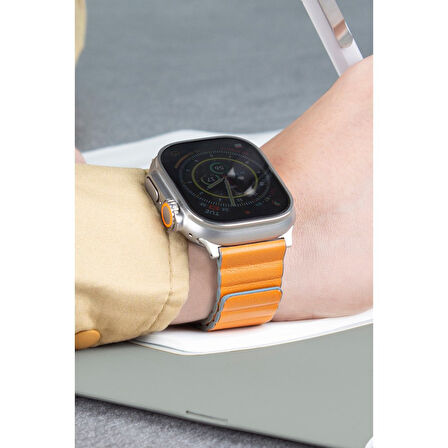 Uniq Revix Premium Reversible Watch Ultra 49mm Manyetik Kordon - Turuncu - Koyu Yeşil