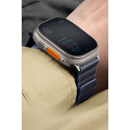 Uniq Revix Premium Reversible Watch Ultra 49mm Manyetik Kordon - Turuncu - Koyu Yeşil