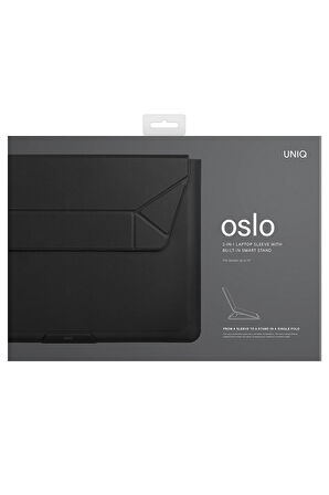 Uniq Oslo Su Geçirmez &  Stant Özellikli 14inç Laptop Kılıfı - Siyah