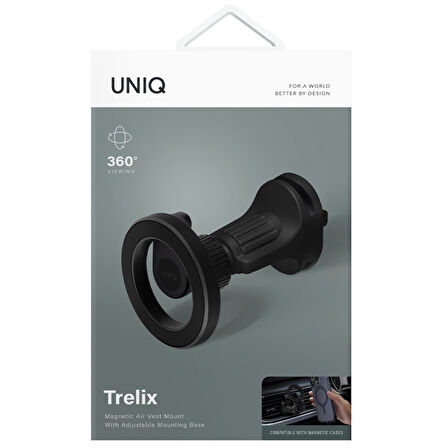 Uniq Trelix Izgara Klipsli Manyetik Araç İçi Telefon Tutucu - Siyah