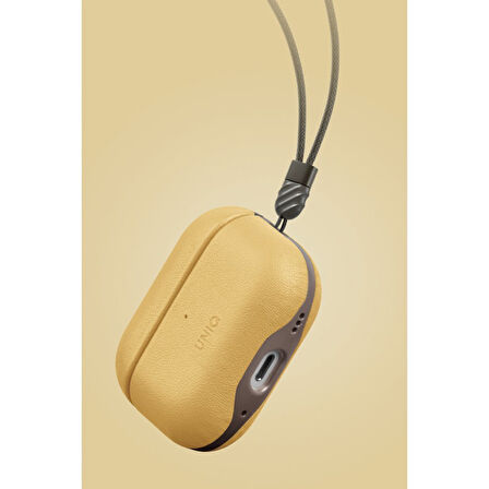 Uniq Lyden DS AirPods Pro 2 (2.Nesil) Deri Kılıf - Sarı