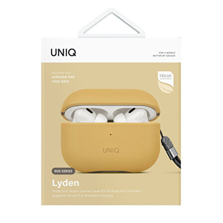 Uniq Lyden DS AirPods Pro 2 (2.Nesil) Deri Kılıf - Sarı