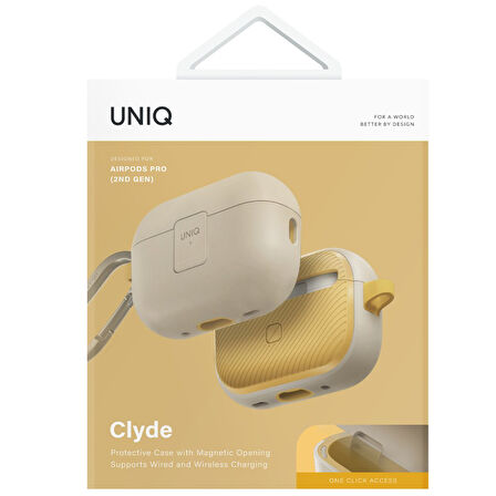 Uniq Clyde Kilitli Airpods Pro 2 (2.Nesil) Kılıf - Sarı