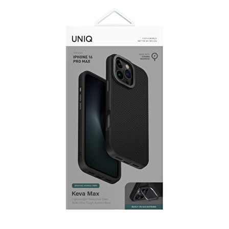 Uniq Keva Max iPhone 16 Pro MagSafe Karbon Kılıf - Siyah