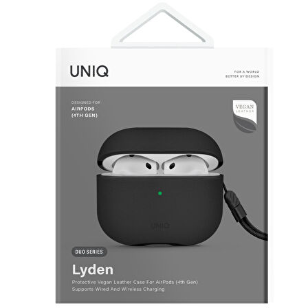 Uniq Lyden DS AirPods 4 (4.Nesil) Deri Kılıf - Siyah
