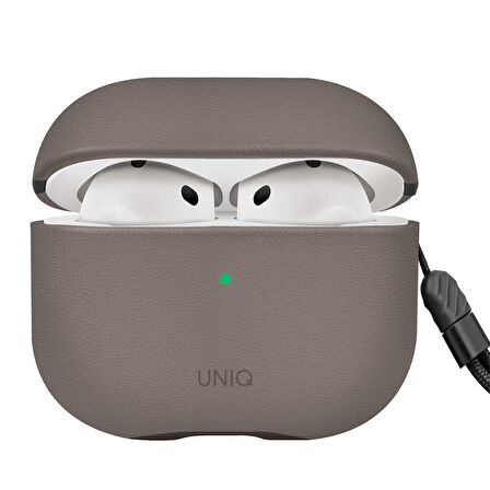 Uniq Lyden DS AirPods 4 (4.Nesil) Deri Kılıf - Titan Gri