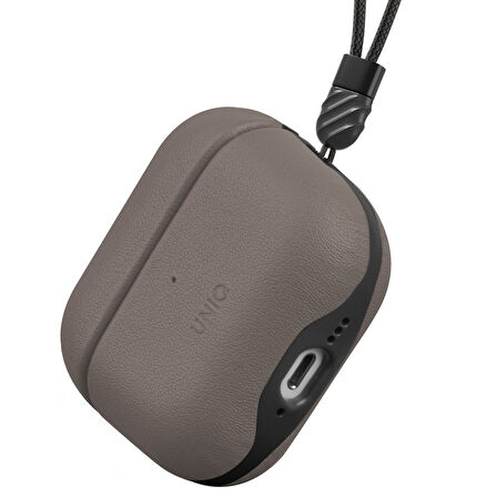 Uniq Lyden DS AirPods 4 (4.Nesil) Deri Kılıf - Titan Gri