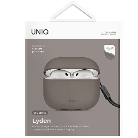 Uniq Lyden DS AirPods 4 (4.Nesil) Deri Kılıf - Titan Gri