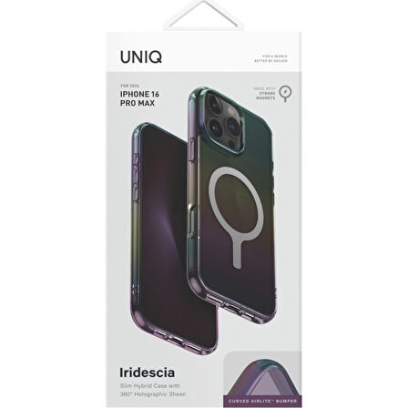 Uniq Iridescia iPhone 16 Pro Max MagSafe Rainbow Kılıf - Siyah