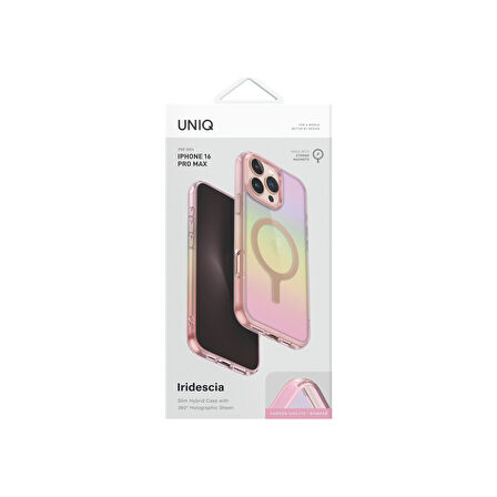 Uniq Iridescia iPhone 16 Pro Max MagSafe Rainbow Kılıf - Pembe