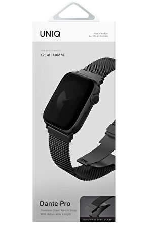 Uniq Dante Pro Watch Ultra 41mm Çelik Örgü Kordon - Siyah