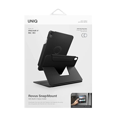 Uniq Rovus Snapmount iPad Air 11 (2024) Manyetik Tablet Kılıfı - Siyah
