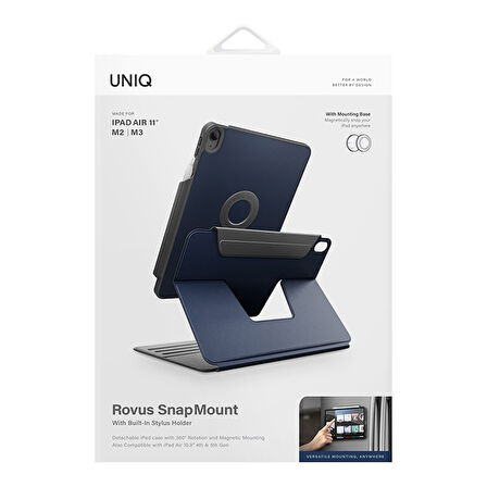 Uniq Rovus Snapmount iPad Air 11 (2024) Manyetik Tablet Kılıfı - Lacivert