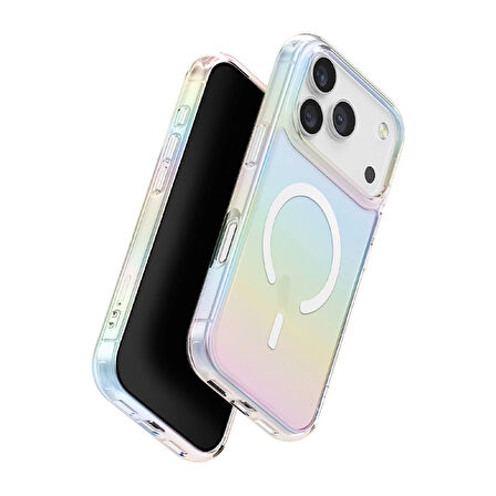Uniq Iridescia iPhone 17 Pro MagSafe Rainbow Kılıf - Beyaz