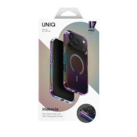 Uniq Iridescia iPhone 17 Pro MagSafe Rainbow Kılıf - Siyah
