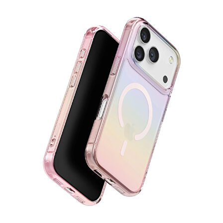 Uniq Iridescia iPhone 17 Pro MagSafe Rainbow Kılıf - Pembe