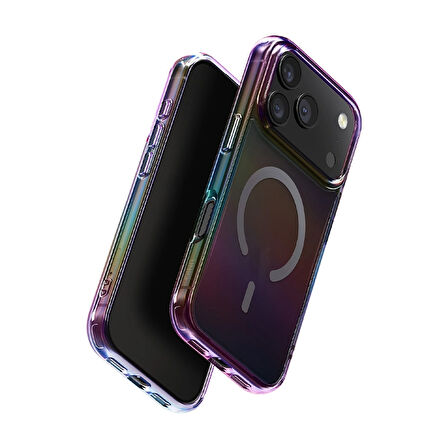 Uniq Iridescia iPhone 17 Pro Max MagSafe Rainbow Kılıf - Siyah