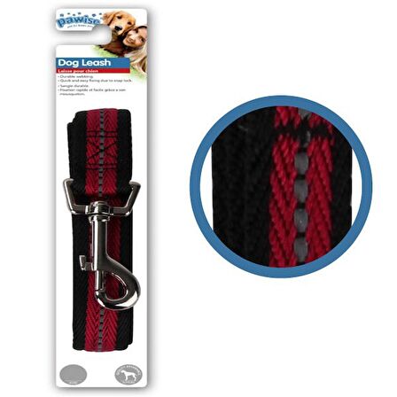 Pawise Köpek Uzatma Tasması Kırmızı Yansıtıcılı S 1.2m/20mm