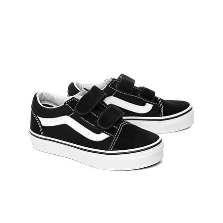 SİYAH Erkek Çocuk - Genç Keten Ayakkabı VVHE6BT VANS OLD SKOOL V BLACK/TRUE WHITE 27-30