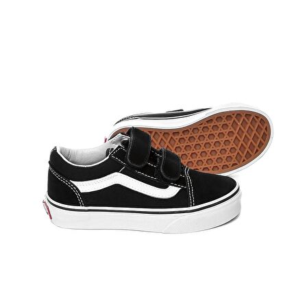 SİYAH Erkek Çocuk - Genç Keten Ayakkabı VVHE6BT VANS OLD SKOOL V BLACK/TRUE WHITE 27-30
