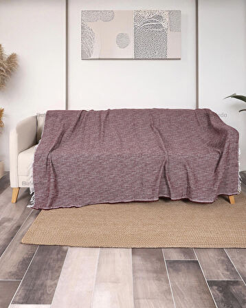 Çok Amaçlı Pamuklu Kaliteli Sık Dokuma 175X215 Cm Kaymaz Koltuk Kanepe Örtüsü - Bordo 