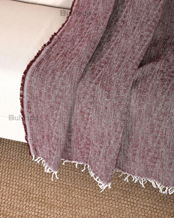 Çok Amaçlı Pamuklu Kaliteli Sık Dokuma 175X215 Cm Kaymaz Koltuk Kanepe Örtüsü - Bordo 