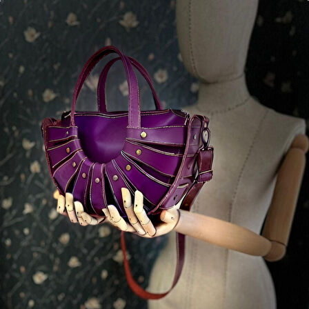 CARIDEA El Yapımı Hakiki Deri Kadın Çanta, Clutch, El Omuz Çantası v112