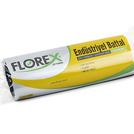 Florex Endüstriyel Battal Boy Çöp Torbası 72x95 Cm 10'lu Rulo Siyah