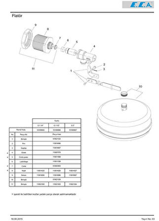 ECA 1-1/4'' DEPO ŞAMANDIRASI FLATÖR 101009005