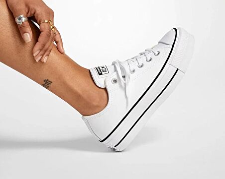 Converse Chuck Taylor All Star Leather Platform Kadın Günlük Ayakkabı 561680C Beyaz