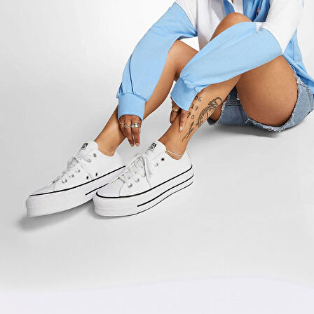 Converse CHUCK TAYLOR ALL STAR LEATHER PLATFORM Beyaz Sneaker 561680C-102