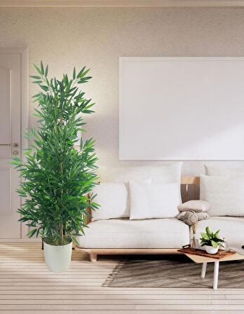 Yapay Bambu Ağacı 5 Sopalı 150cm Yoğun Yapraklı