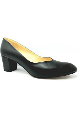 Siyah 41 42 Büyük Numara Topuk 6 Cm Kadın Ayakkabı