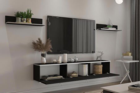 MOBİLYA GEZEGENİ MİLA TV ÜNİTESİ - SİYAH/GÜMÜŞ - 150 CM