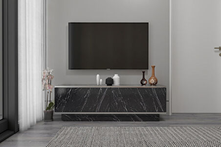 MOBİLYA GEZEGENİ NORA TV ÜNİTESİ - BENDİR MERMER/GÜMÜŞ- 150 CM