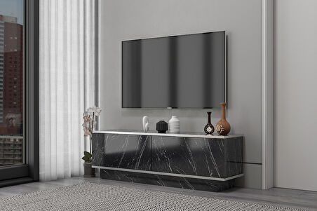 MOBİLYA GEZEGENİ NORA TV ÜNİTESİ - BENDİR MERMER/GÜMÜŞ- 150 CM