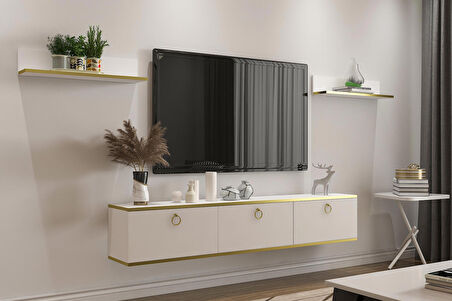 MOBİLYA GEZEGENİ MİLA TV ÜNİTESİ - BEYAZ/ALTIN - 150 CM