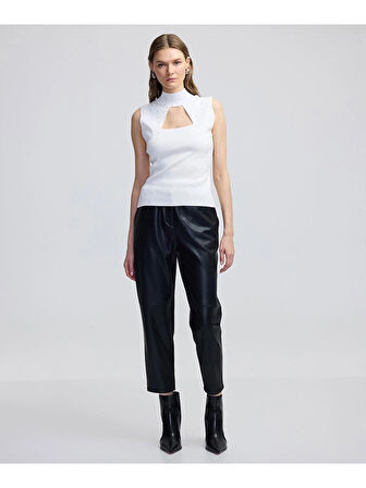 İpekyol Hotfix baskılı cutout triko