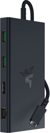Razer USB-C Dock - HDMI, Gigabit Ethernet, 3,5 mm ses bağlantı noktası, USB-A ve -C ile 11 bağlantı noktası, Windows ve Mac ile uyumlu (4K ile ekran çıkışı, 7.1 surround ses) Siyah - Outlet