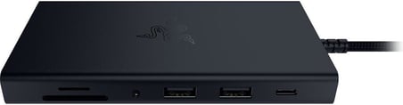 Razer USB-C Dock - HDMI, Gigabit Ethernet, 3,5 mm ses bağlantı noktası, USB-A ve -C ile 11 bağlantı noktası, Windows ve Mac ile uyumlu (4K ile ekran çıkışı, 7.1 surround ses) Siyah - Outlet